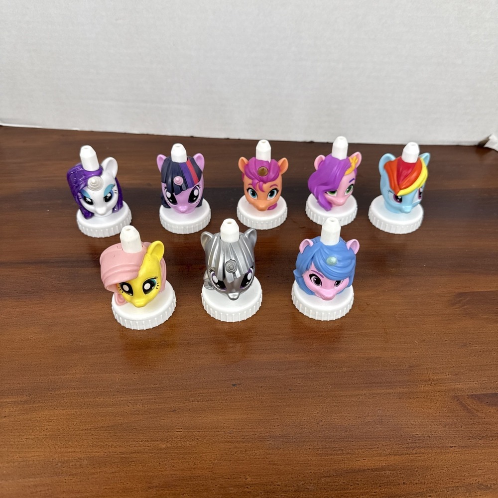 Good 2 Grow My Little Pony LOT of‎ 8 Juice Bottle Toppers Fluttershy, Rarity
